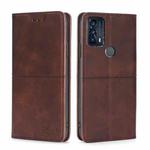 For TCL 20B/6159K Cow Texture Magnetic Horizontal Flip Leather Phone Case(Dark Brown)