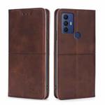 For TCL 30 SE/306/305/Sharp Aqous V6/V6 Plus Cow Texture Magnetic Horizontal Flip Leather Phone Case(Dark Brown)