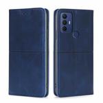 For TCL 30 SE/306/305/Sharp Aqous V6/V6 Plus Cow Texture Magnetic Horizontal Flip Leather Phone Case(Blue)