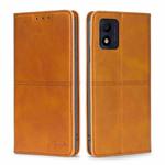 For Alcatel 1B 2022 Cow Texture Magnetic Horizontal Flip Leather Phone Case(Light Brown)