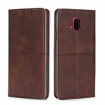 For Fujitsu Arrows F-52B Cow Texture Magnetic Horizontal Flip Leather Phone Case(Dark Brown)