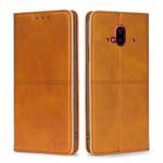 For Fujitsu Arrows F-52B Cow Texture Magnetic Horizontal Flip Leather Phone Case(Light Brown)