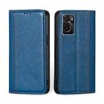 For OPPO A36 4G / A76 4G Global  Grid Texture Magnetic Flip Leather Phone Case(Blue)