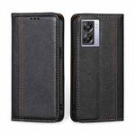 For OPPO A57 5G / Realme Q5i Grid Texture Magnetic Flip Leather Phone Case(Black)