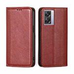 For OPPO A57 5G / Realme Q5i Grid Texture Magnetic Flip Leather Phone Case(Red)