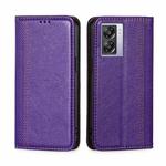 For OPPO A57 5G / Realme Q5i Grid Texture Magnetic Flip Leather Phone Case(Purple)