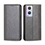 For OPPO A96 5G Grid Texture Magnetic Flip Leather Phone Case(Grey)