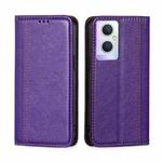 For OPPO A96 5G Grid Texture Magnetic Flip Leather Phone Case(Purple)