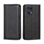 For OPPO Find X5 Pro Grid Texture Magnetic Flip Leather Phone Case(Black)