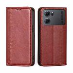For OPPO K10 5G Grid Texture Magnetic Flip Leather Phone Case(Red)