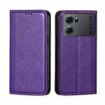 For OPPO K10 5G Grid Texture Magnetic Flip Leather Phone Case(Purple)