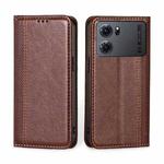 For OPPO K10 5G Grid Texture Magnetic Flip Leather Phone Case(Brown)