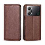 For OPPO K10 Pro 5G Grid Texture Magnetic Flip Leather Phone Case(Brown)