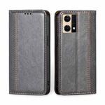 For OPPO Reno7 4G / F21 Pro 4G Grid Texture Magnetic Flip Leather Phone Case(Grey)
