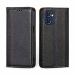 For OPPO Reno7 5G Global / Find X5 Lite Grid Texture Magnetic Flip Leather Phone Case(Black)