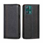 For OPPO Realme 9 Pro Grid Texture Magnetic Flip Leather Phone Case(Black)
