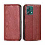 For OPPO Realme 9 Pro Grid Texture Magnetic Flip Leather Phone Case(Red)