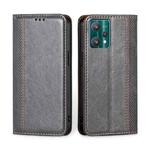 For OPPO Realme 9 Pro Grid Texture Magnetic Flip Leather Phone Case(Grey)