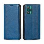 For OPPO Realme 9 Pro Grid Texture Magnetic Flip Leather Phone Case(Blue)