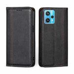 For OPPO Realme 9 Pro+ Grid Texture Magnetic Flip Leather Phone Case(Black)