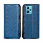 For OPPO Realme 9 Pro+ Grid Texture Magnetic Flip Leather Phone Case(Blue)