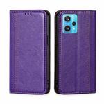 For OPPO Realme 9 Pro+ Grid Texture Magnetic Flip Leather Phone Case(Purple)