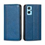 For OPPO Realme 9i Grid Texture Magnetic Flip Leather Phone Case(Blue)