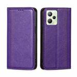For OPPO Realme C35 Grid Texture Magnetic Flip Leather Phone Case(Purple)