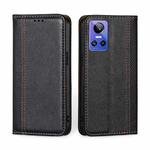 For OPPO Realme GT Neo3 Grid Texture Magnetic Flip Leather Phone Case(Black)