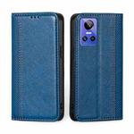 For OPPO Realme GT Neo3 Grid Texture Magnetic Flip Leather Phone Case(Blue)