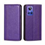 For OPPO Realme GT Neo3 Grid Texture Magnetic Flip Leather Phone Case(Purple)