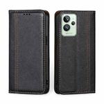 For OPPO Realme GT2 Pro Grid Texture Magnetic Flip Leather Phone Case(Black)