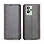 For OPPO Realme GT2 Pro Grid Texture Magnetic Flip Leather Phone Case(Grey)