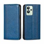 For OPPO Realme GT2 Pro Grid Texture Magnetic Flip Leather Phone Case(Blue)