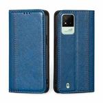 For OPPO Realme Narzo 50i Grid Texture Magnetic Flip Leather Phone Case(Blue)