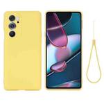 For Motorola Edge 30 Pro / Edge+ 2022 Pure Color Liquid Silicone Shockproof Phone Case(Yellow)