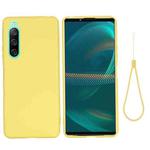 For Sony Xperia 10 IV Pure Color Liquid Silicone Shockproof Phone Case(Yellow)