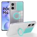 For Xiaomi Poco M4 5G Sliding Camera Cover Design TPU Protective Phone Case with Ring Holder(Mint Green)