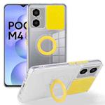 For Xiaomi Poco M4 5G Sliding Camera Cover Design TPU Protective Phone Case with Ring Holder(Yellow)