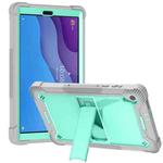 For Lenovo Tab M10 HD Silicone + PC Holder Shockproof Tablet Case(Grey+Mint Green)