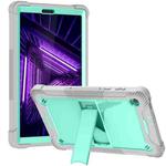 For Lenovo Tab M10 Plus Silicone + PC Holder Shockproof Tablet Case(Grey+Mint Green)