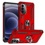 For Motorola Moto G52 Shockproof TPU + PC Holder Phone Case(Red)