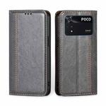 For Xiaomi Poco M4 Pro Grid Texture Magnetic Flip Leather Phone Case(Grey)