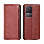 For Xiaomi Redmi K50 / K50 Pro Grid Texture Magnetic Flip Leather Phone Case(Red)