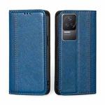 For Xiaomi Redmi K50 / K50 Pro Grid Texture Magnetic Flip Leather Phone Case(Blue)