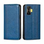 For Xiaomi Redmi K50 Gaming / Poco F4 GT Grid Texture Magnetic Flip Leather Phone Case(Blue)