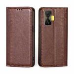 For Xiaomi Redmi K50 Gaming / Poco F4 GT Grid Texture Magnetic Flip Leather Phone Case(Brown)