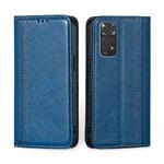For Xiaomi Redmi Note 11 Global / Note 11S Grid Texture Magnetic Flip Leather Phone Case(Blue)
