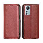 For Xiaomi 12 Lite Grid Texture Magnetic Flip Leather Phone Case(Red)