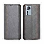 For Xiaomi 12 Lite Grid Texture Magnetic Flip Leather Phone Case(Grey)